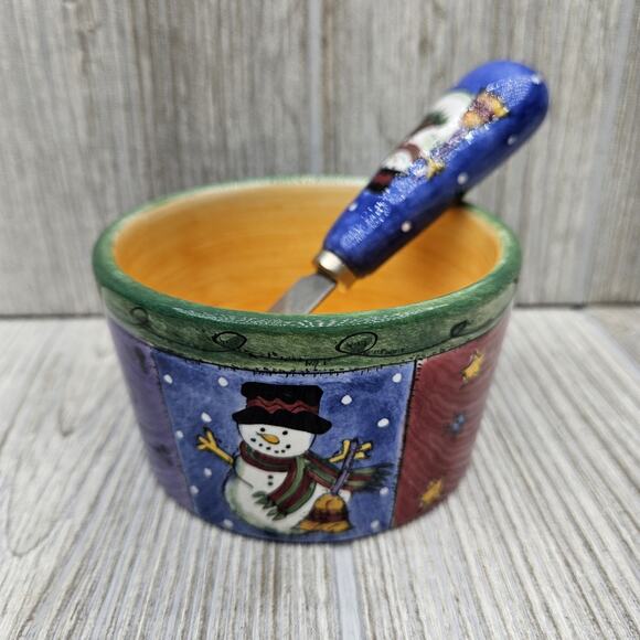 Sango The Sweet Shoppe Christmas Dip Bowl & Spreader Set 3041 Sue Zipkin - Picture 2 of 8